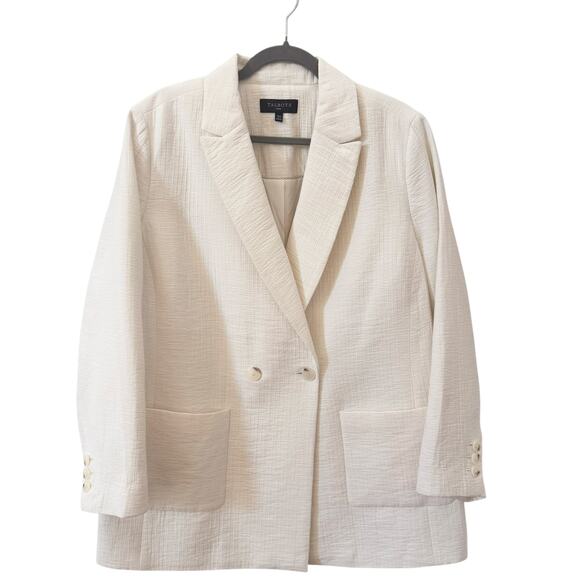 Talbots Textured Double-Breasted Blazer White Ivory Plus Size 16W - Picture 4 of 14